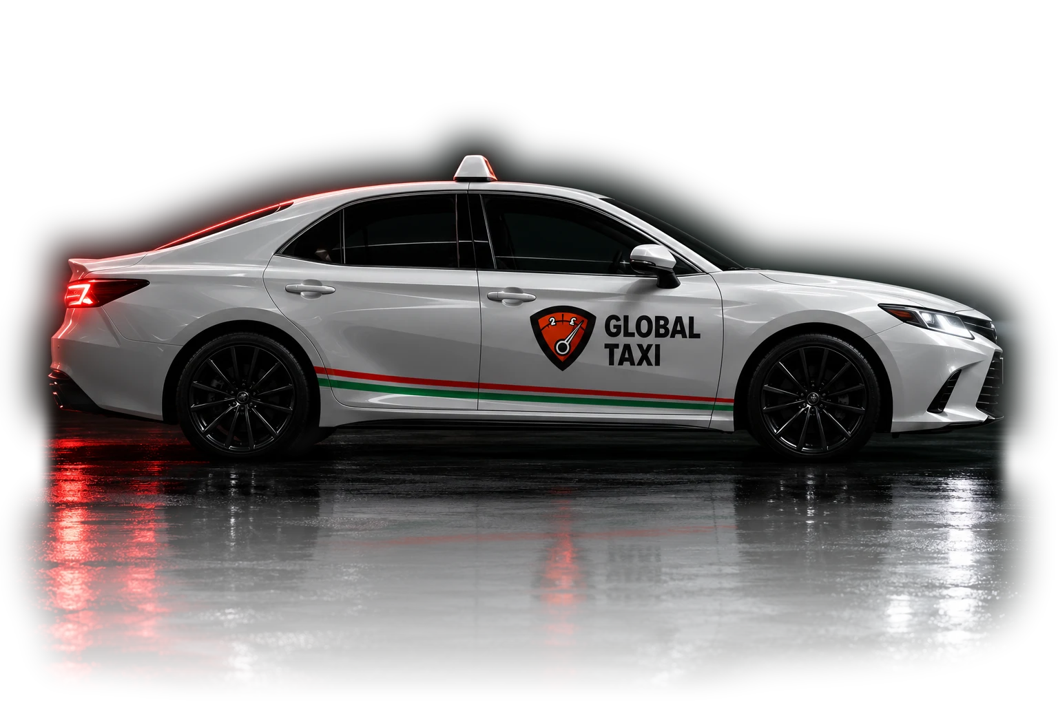 Машина парка Global Taxi в фирменной оклейке